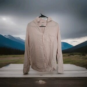 J Crew 100%Linen Shirt Men's Medium Pink‎ Button Up Down Long Sleeve Classic Fit